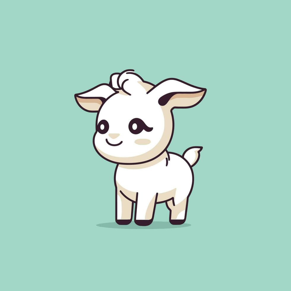 Cute kawaii goat chibi  mascot vector cartoon style