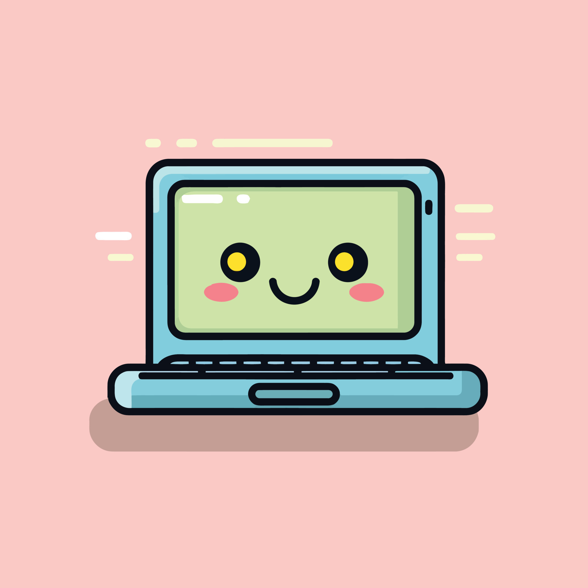 Cute kawaii laptop chibi mascot vector cartoon style 23169687 Vector ...