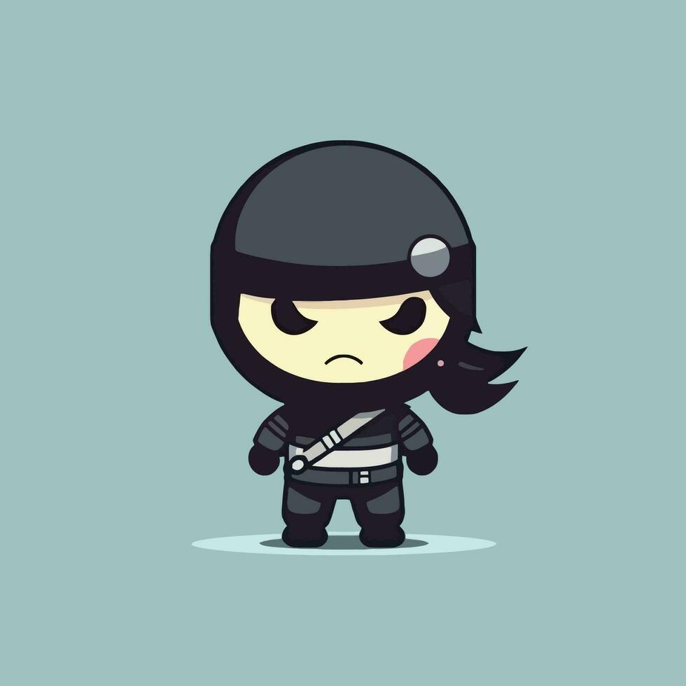 linda kawaii ninja chibi mascota vector dibujos animados estilo