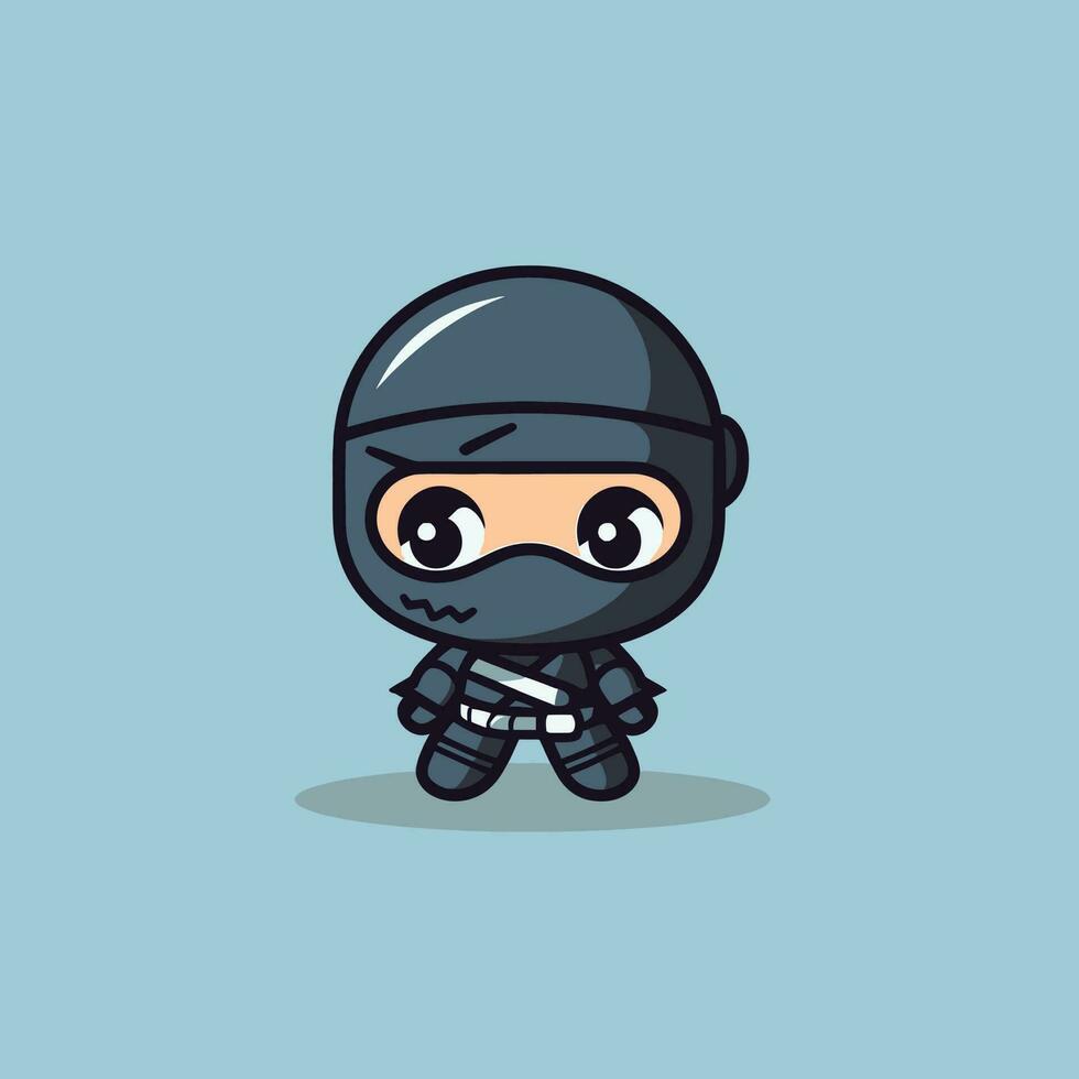 Cute kawaii ninja chibi  mascot vector cartoon style