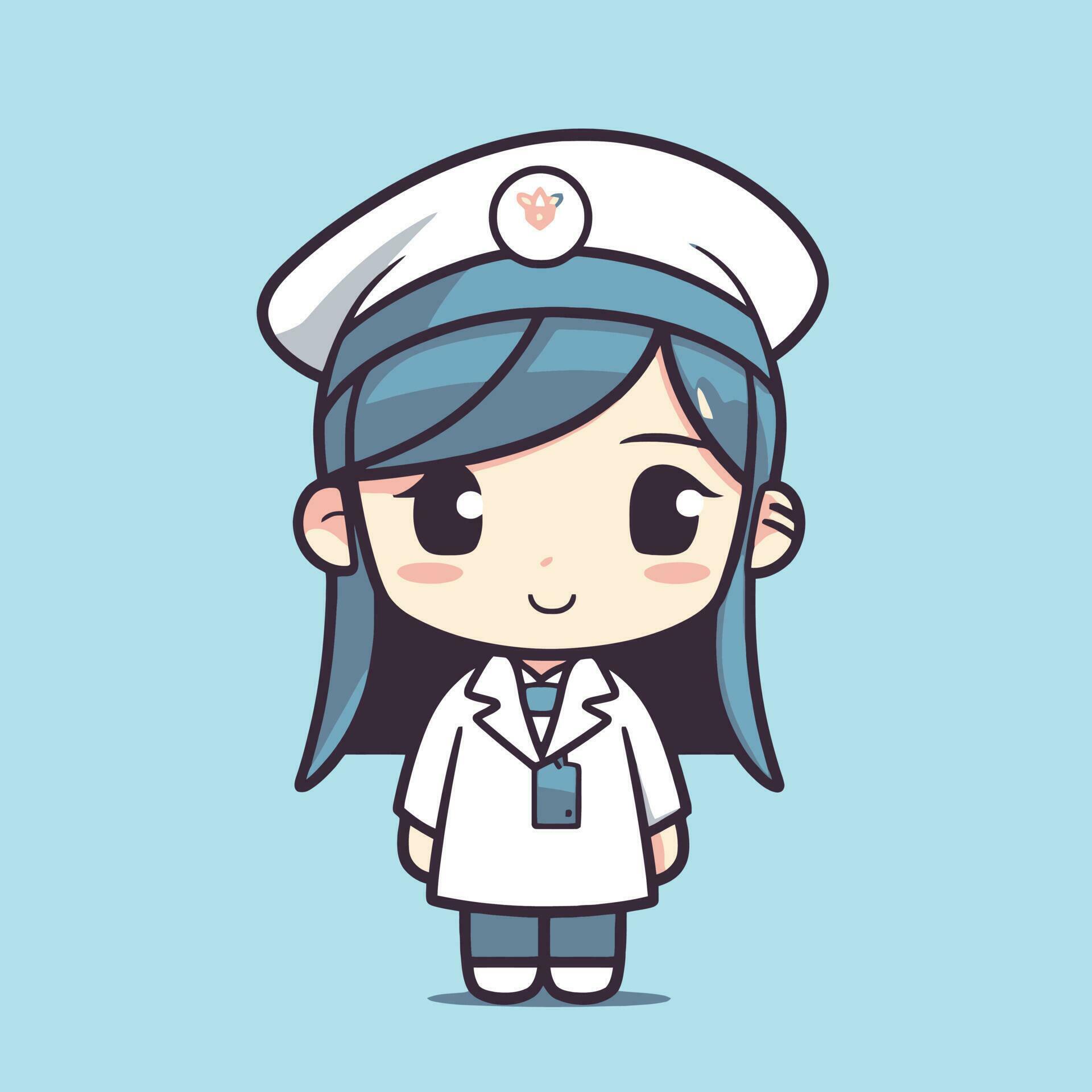 Cute kawaii nurse chibi mascot vector cartoon style 23169701 Vector Art