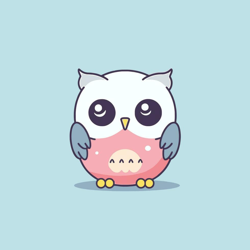 Cute kawaii owl chibi  mascot vector cartoon style