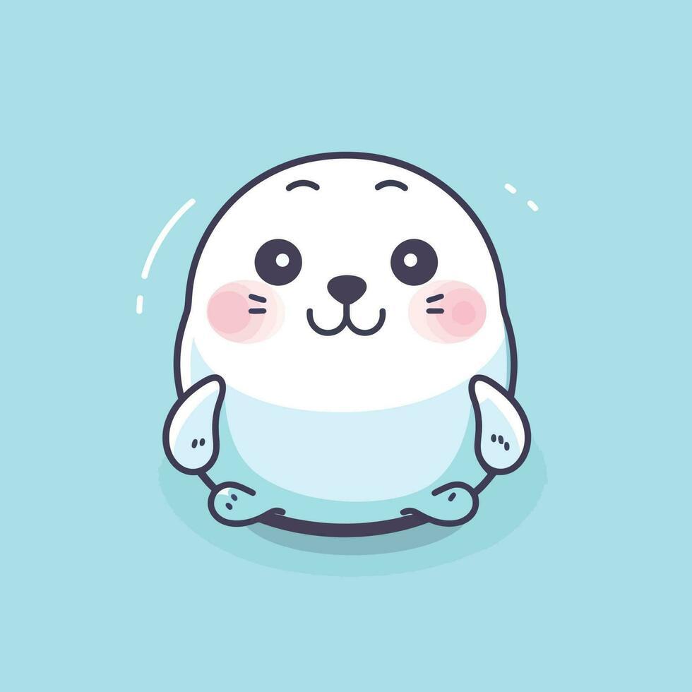 Cute kawaii seal chibi  mascot vector cartoon style