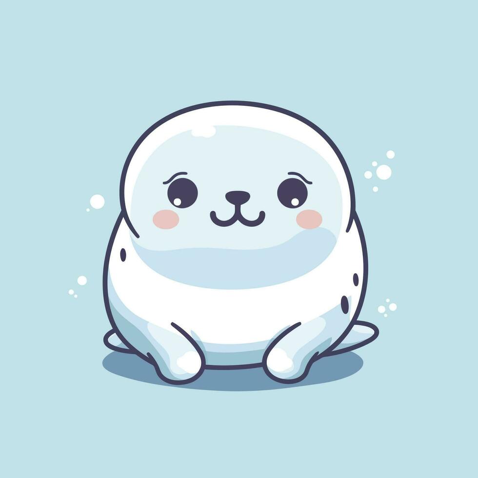 Cute kawaii seal chibi  mascot vector cartoon style