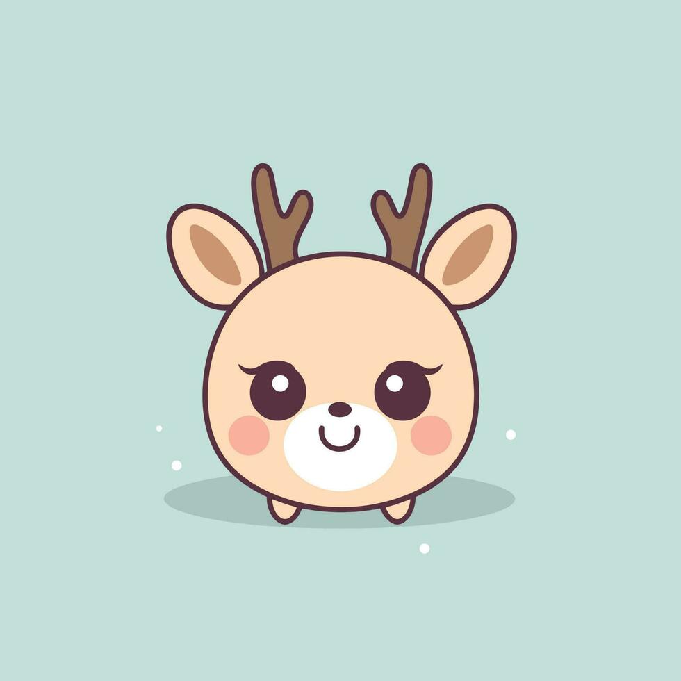 Cute kawaii reindeer chibi  mascot vector cartoon style