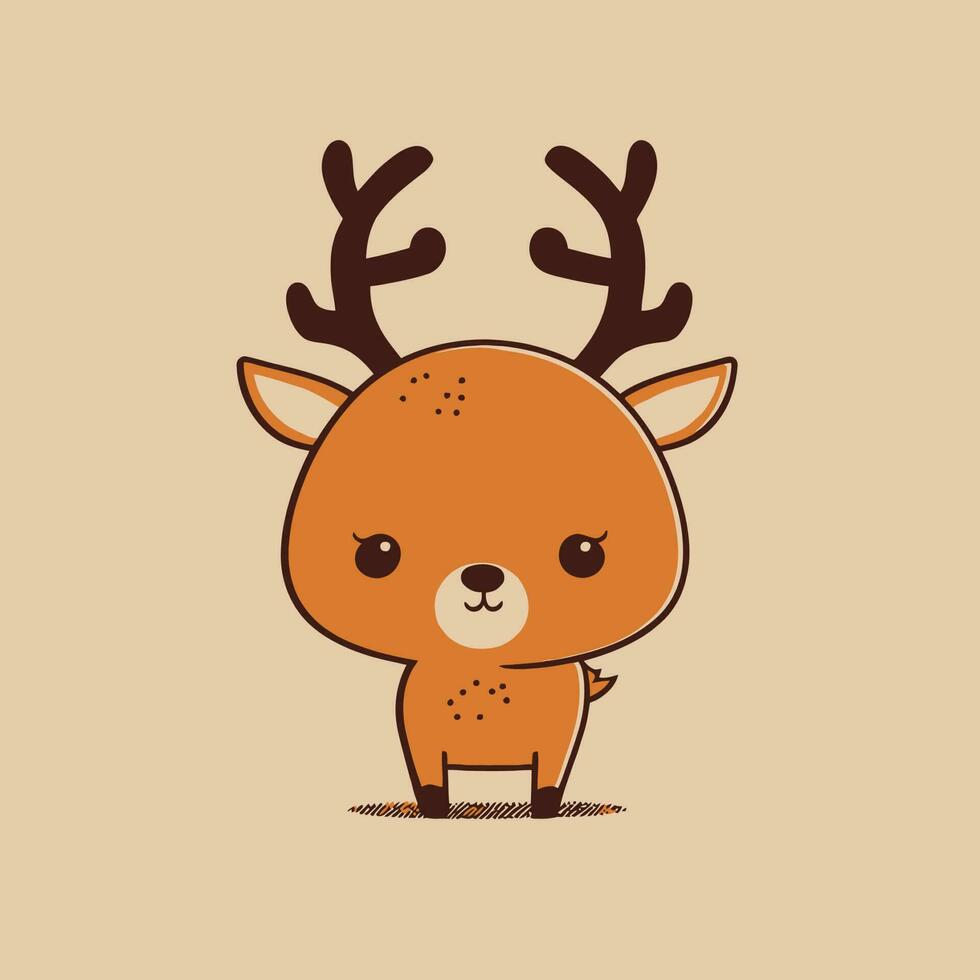 Cute kawaii reindeer chibi  mascot vector cartoon style