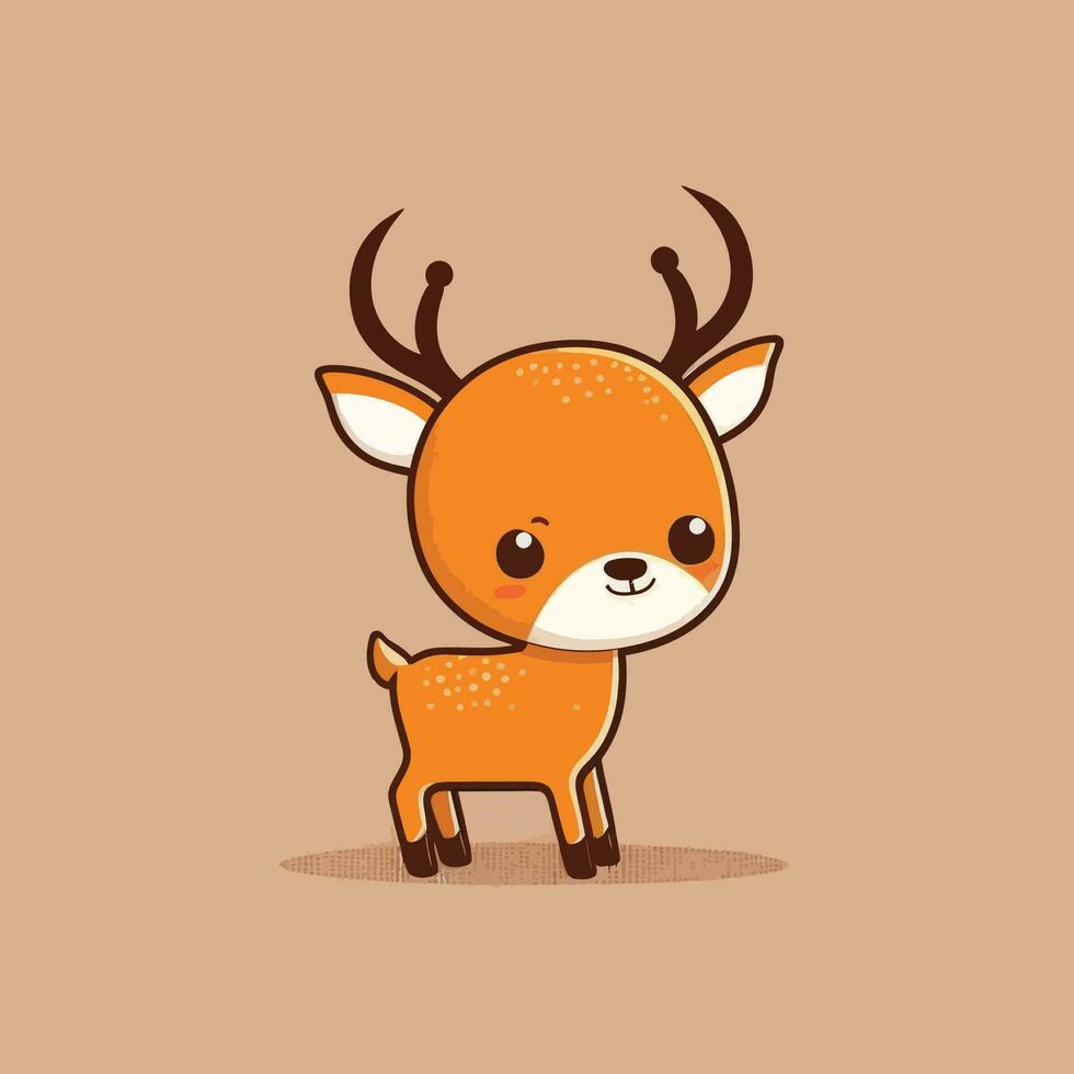 Cute kawaii reindeer chibi  mascot vector cartoon style