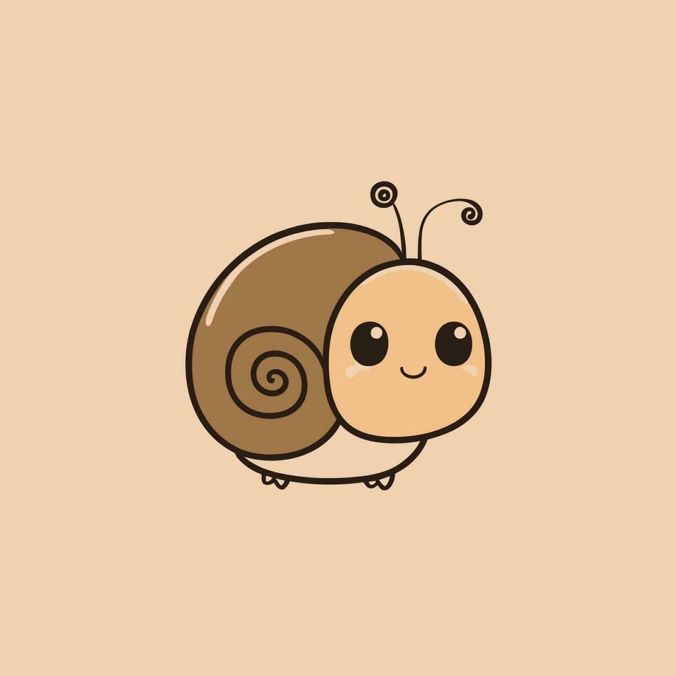 Cute kawaii snail chibi mascot vector cartoon style