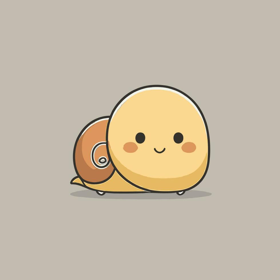 Cute kawaii snail chibi mascot vector cartoon style