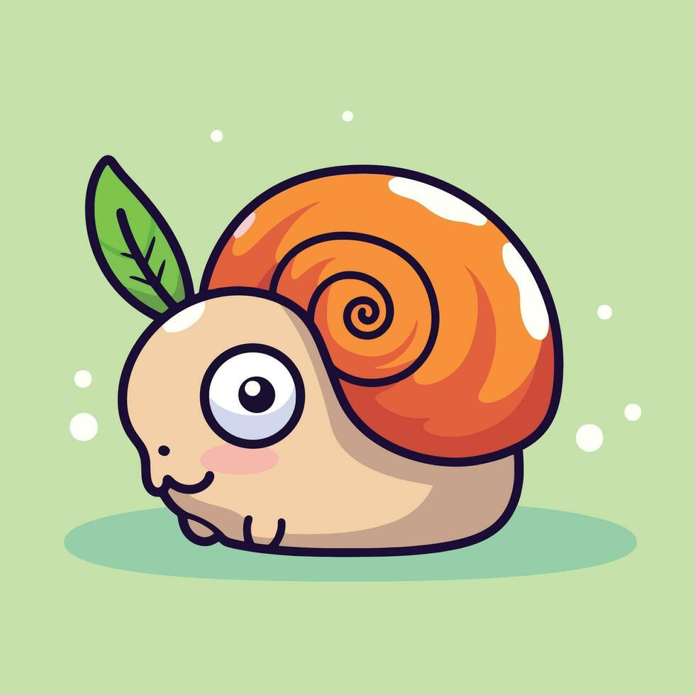 Cute kawaii snail chibi mascot vector cartoon style