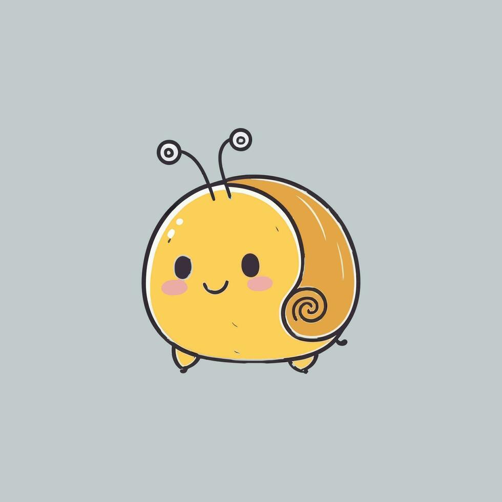 Cute kawaii snail chibi mascot vector cartoon style