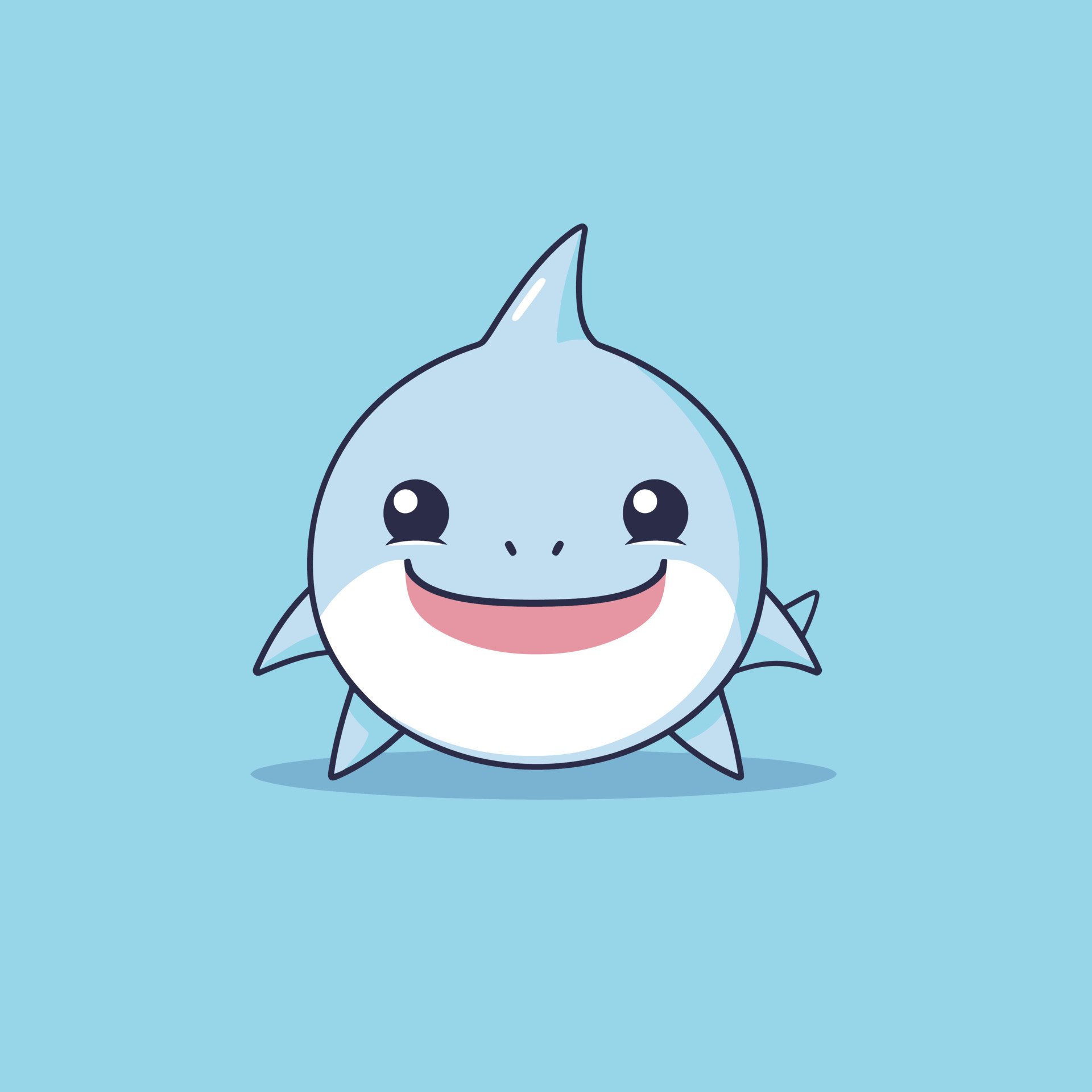 Cute kawaii shark chibi mascot vector cartoon style 23169761 Vector Art