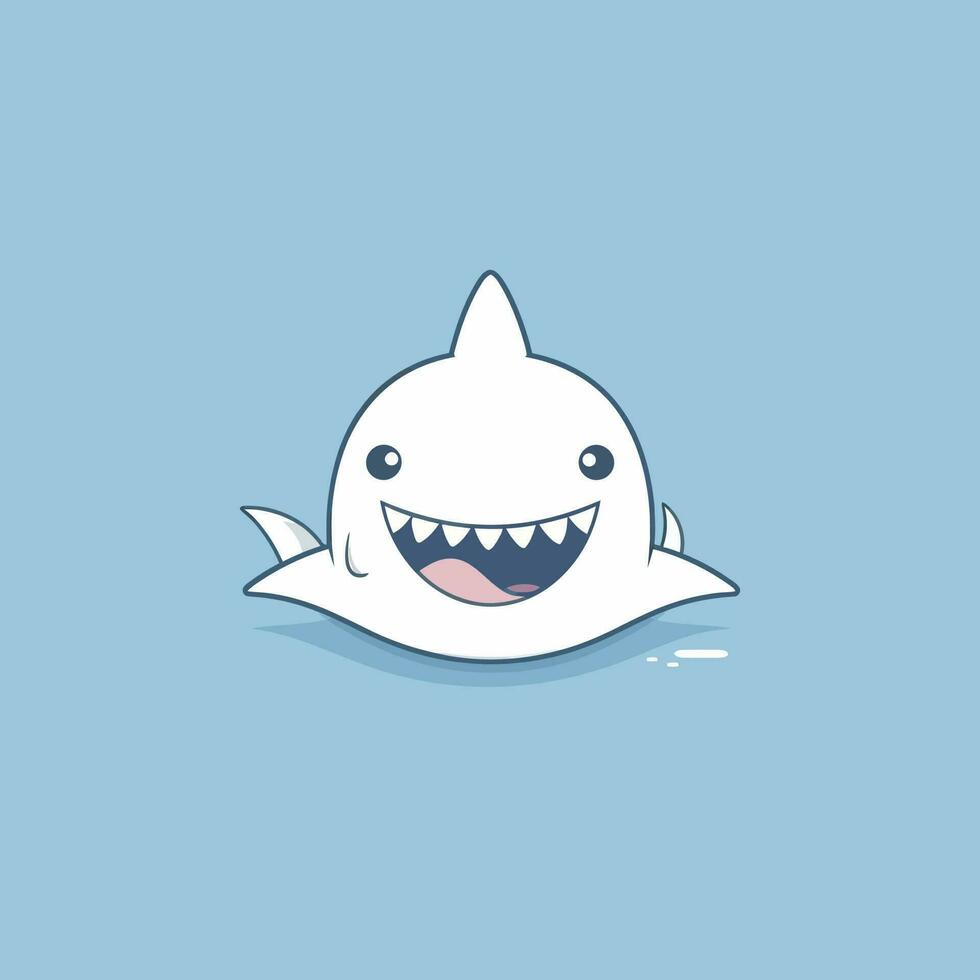 Cute kawaii shark chibi  mascot vector cartoon style