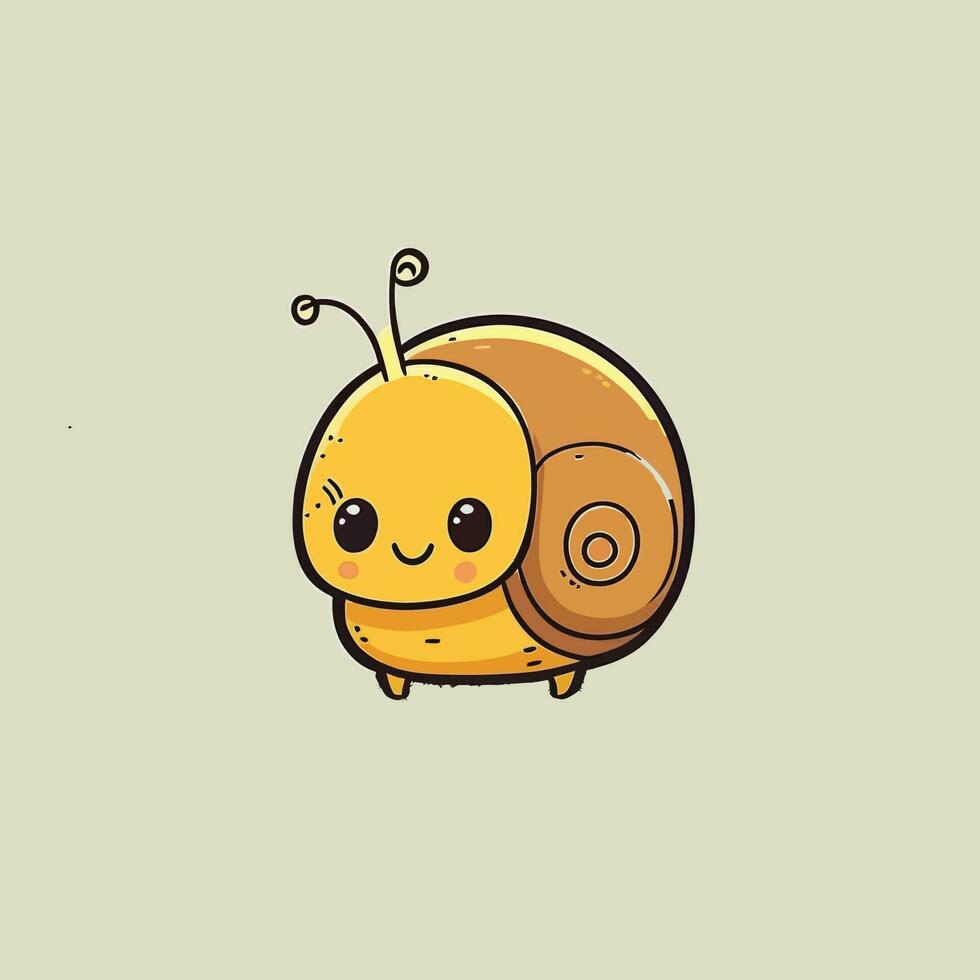 Cute kawaii snail chibi mascot vector cartoon style
