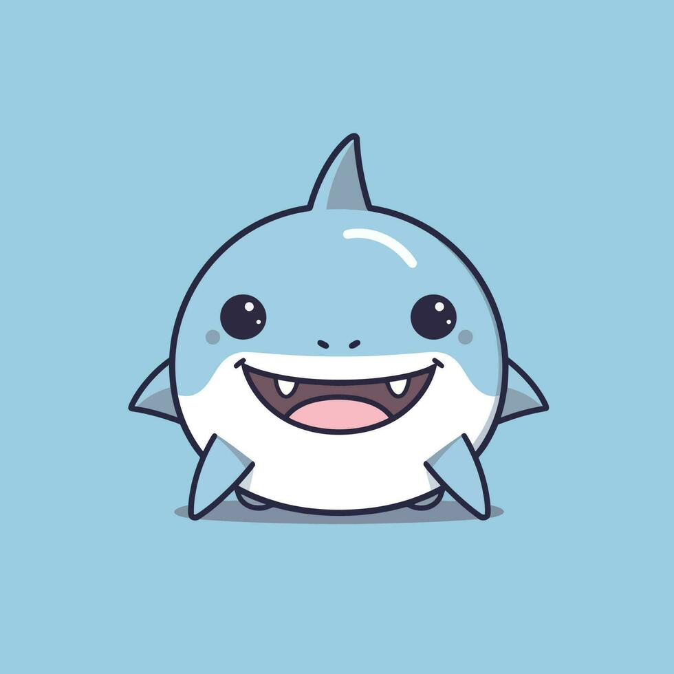 Cute kawaii shark chibi  mascot vector cartoon style