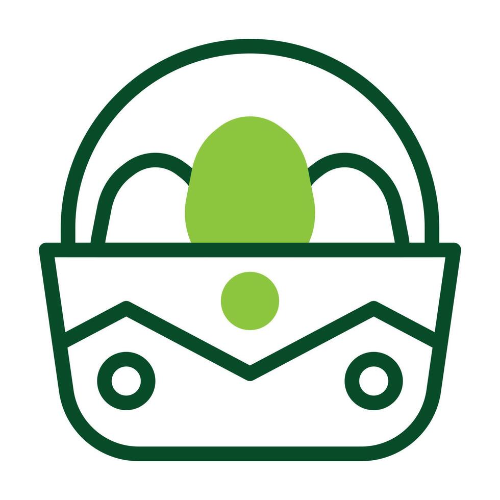 basket egg icon duotone green colour easter symbol illustration. vector