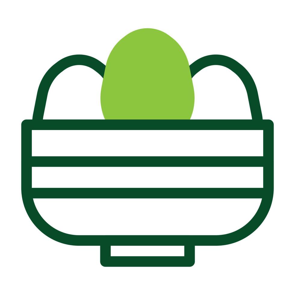 basket egg icon duotone green colour easter symbol illustration. vector