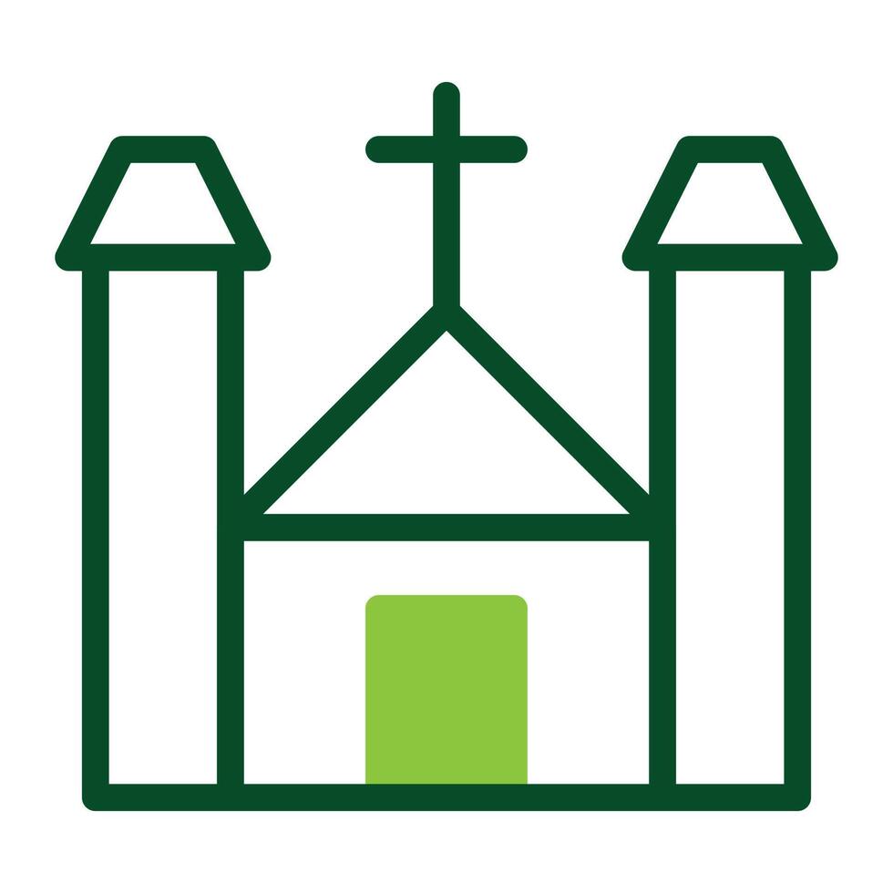 Cathedral icon duotone green colour easter symbol illustration. vector