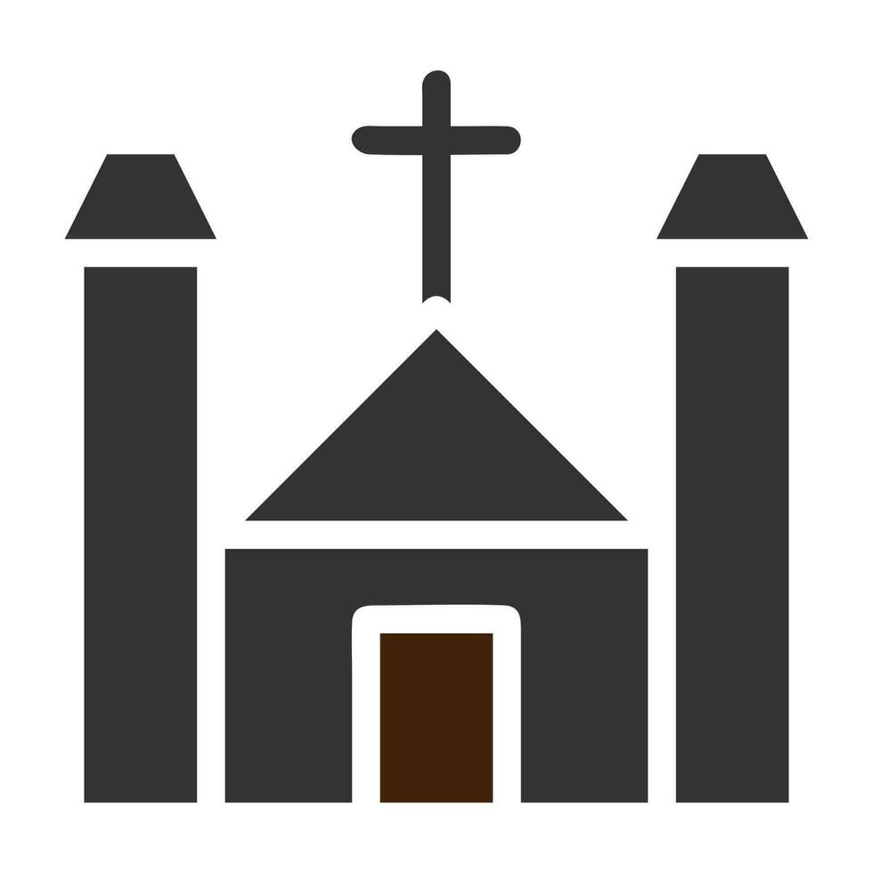 catedral icono sólido gris marrón color Pascua de Resurrección símbolo ilustración. vector