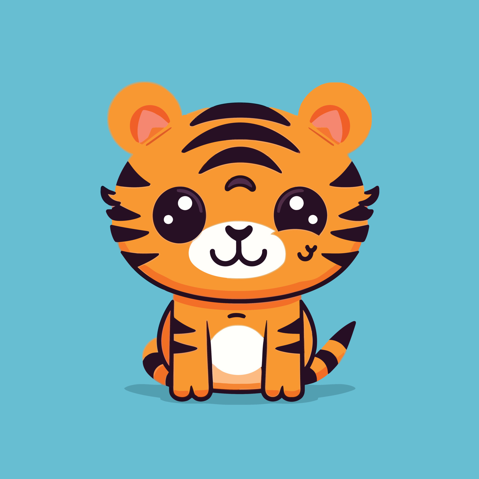 Cute kawaii tiger chibi mascot vector cartoon style 23170612 ...