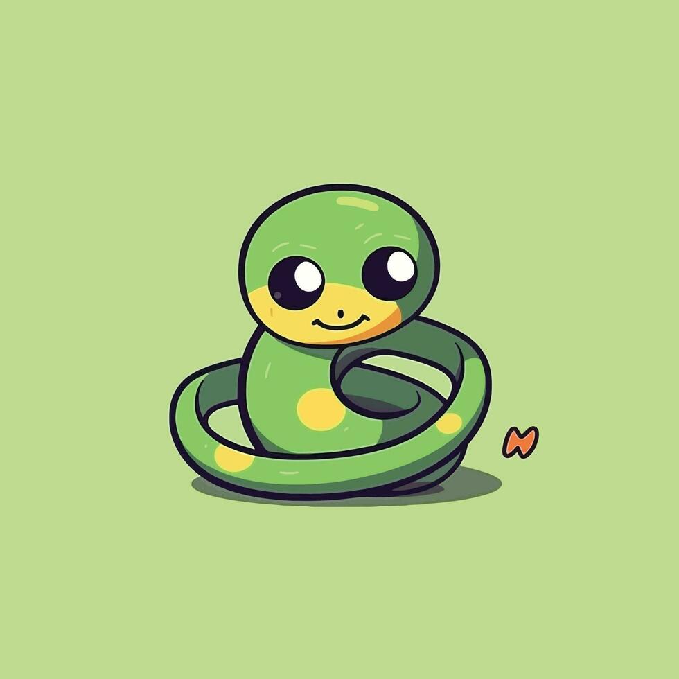 linda kawaii serpiente chibi mascota vector dibujos animados estilo