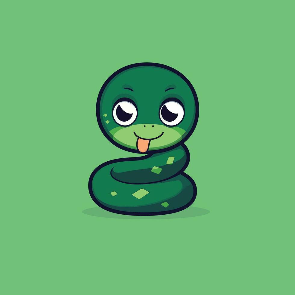 Cute kawaii snake chibi mascot vector cartoon style