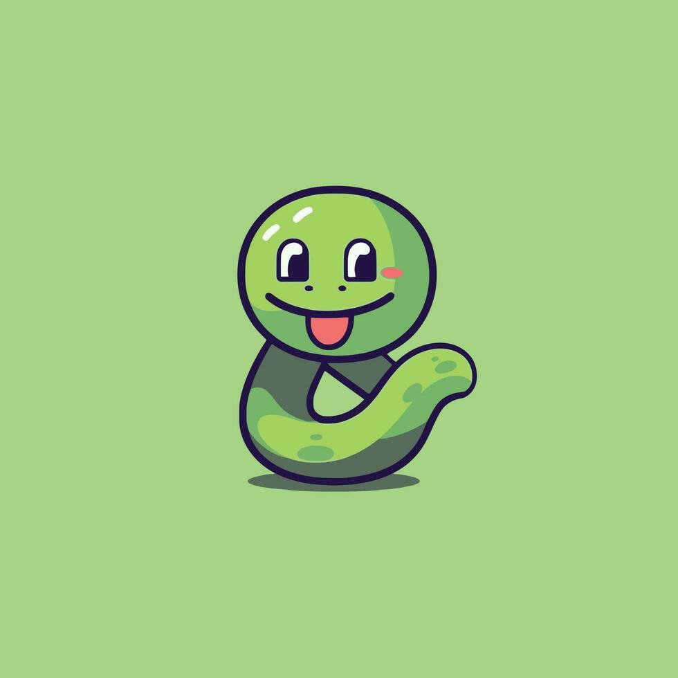 Cute kawaii snake chibi mascot vector cartoon style