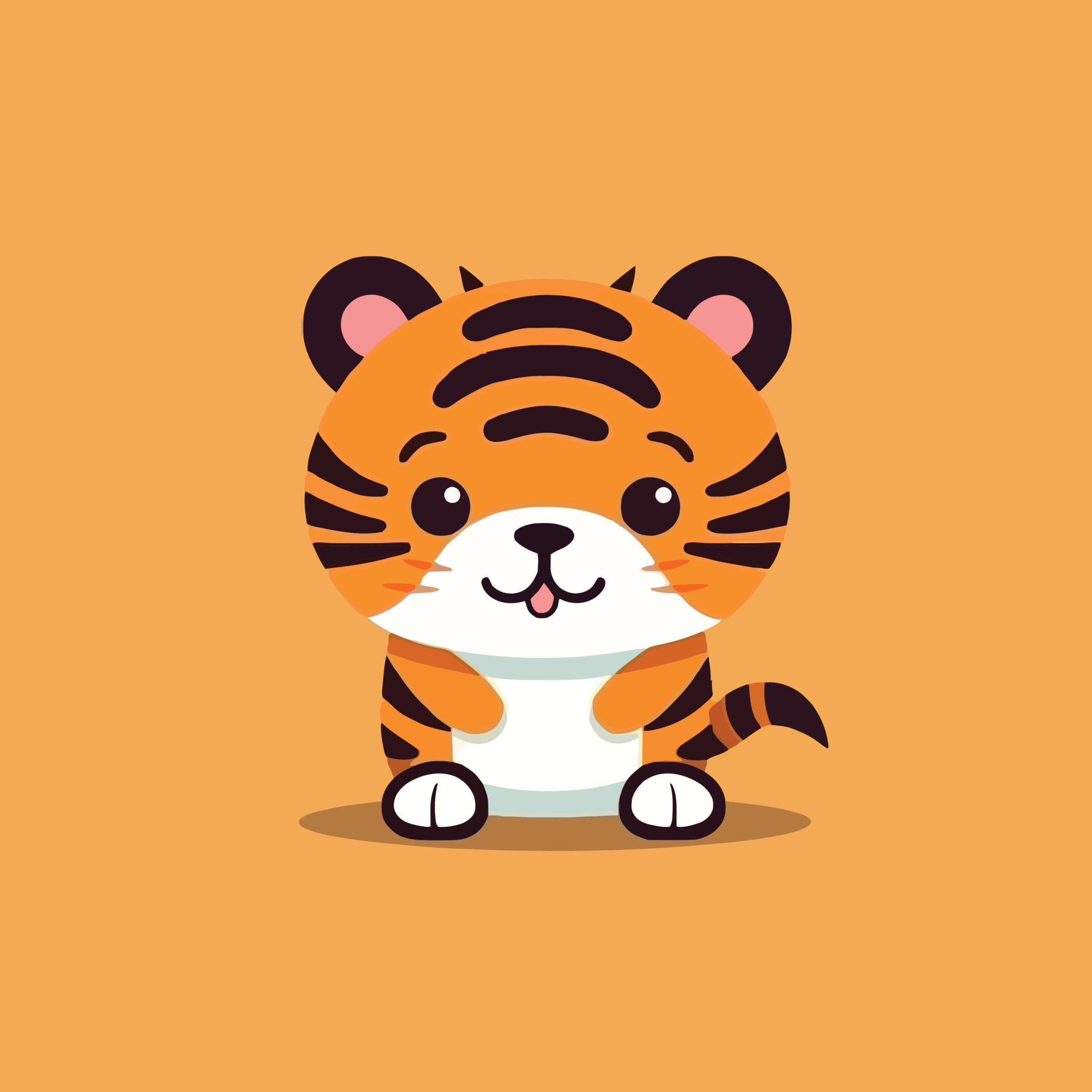 Cute kawaii tiger chibi mascot vector cartoon style 23170629 Vector Art