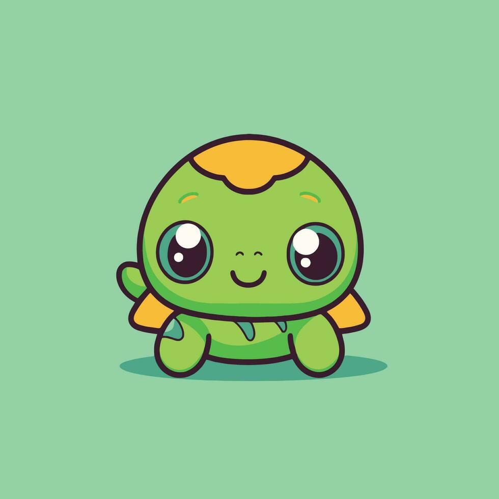 linda kawaii Tortuga chibi mascota vector dibujos animados estilo