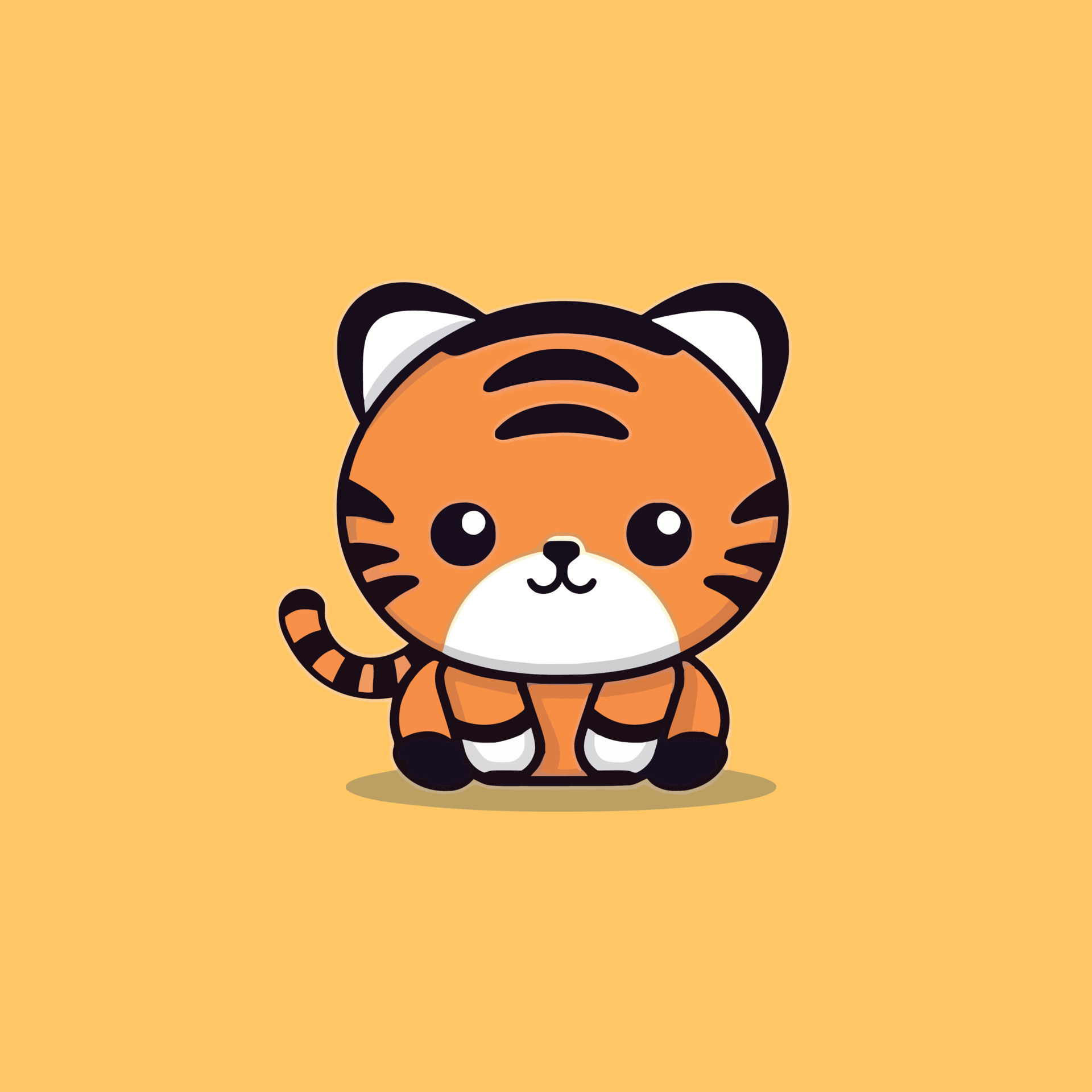 Cute kawaii tiger chibi mascot vector cartoon style 23170655 ...