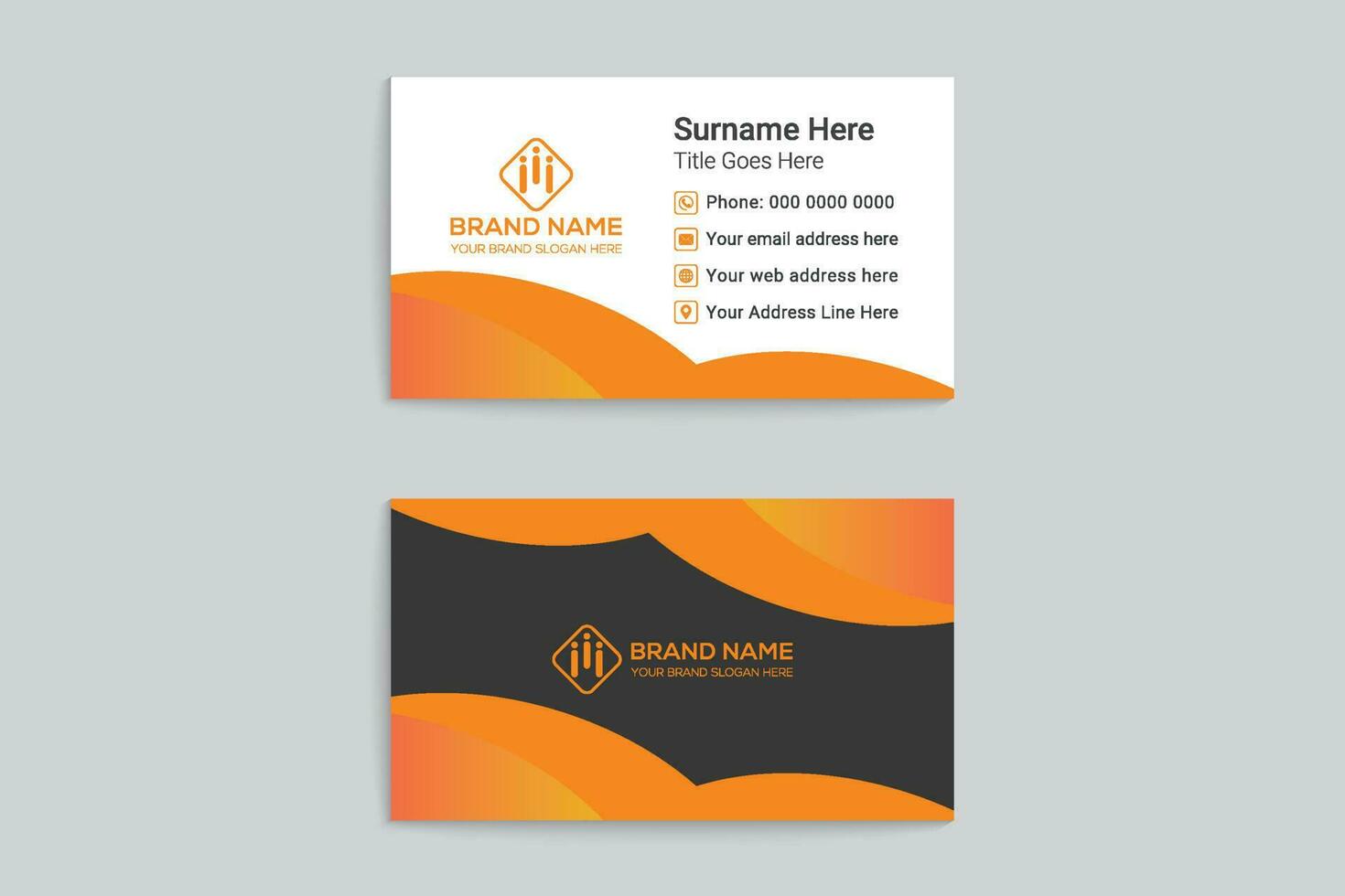 Orange shape visit card design vector