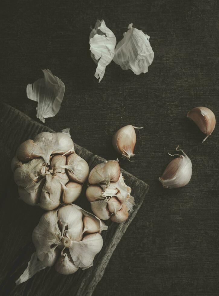 garlic on the table photo