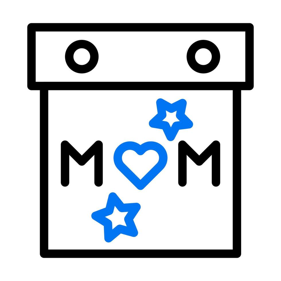 calendar mom icon duocolor blue black colour mother day symbol illustration. vector