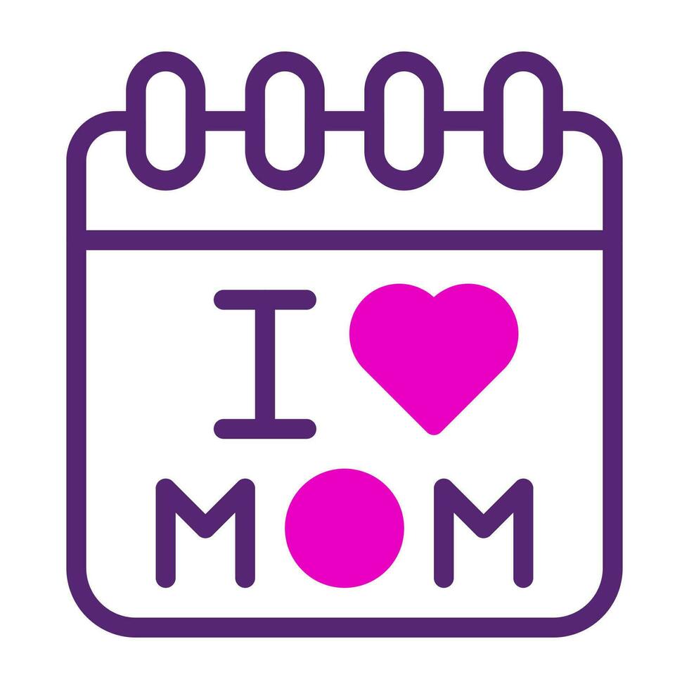 calendario mamá icono duotono rosado púrpura color madre día símbolo ilustración. vector