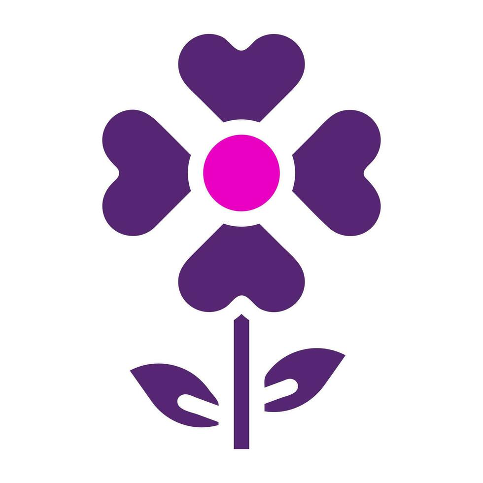 flor amor icono sólido duocolor rosado púrpura color madre día símbolo ilustración. vector