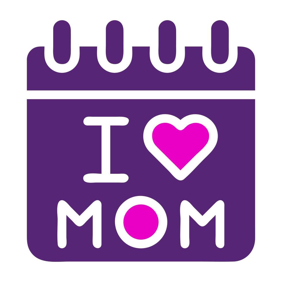 calendar mom icon solid duocolor pink purple colour mother day symbol illustration. vector