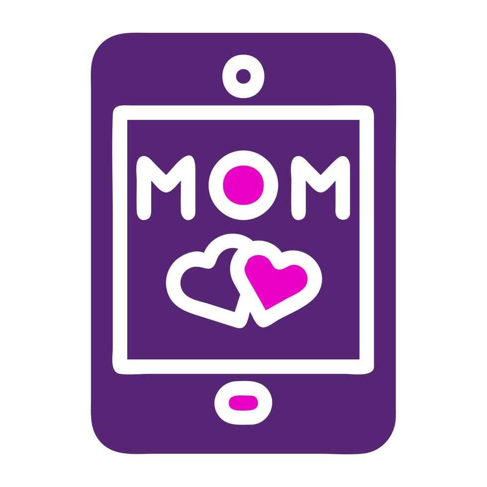 phone mom icon solid duocolor pink purple colour mother day symbol illustration. vector