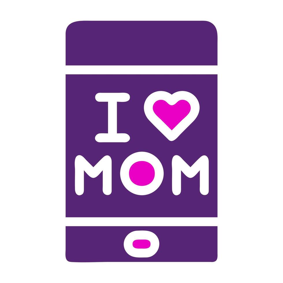 phone mom icon solid duocolor pink purple colour mother day symbol illustration. vector