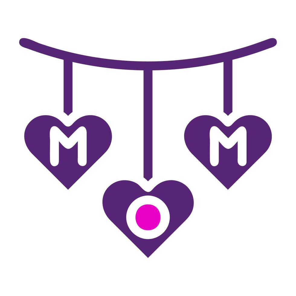 decoration icon solid duocolor pink purple colour mother day symbol illustration. vector