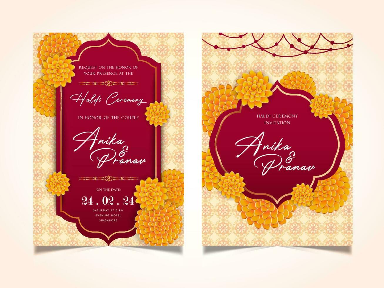 Elegant Haldi Ceremony Indian Wedding Invitation vector
