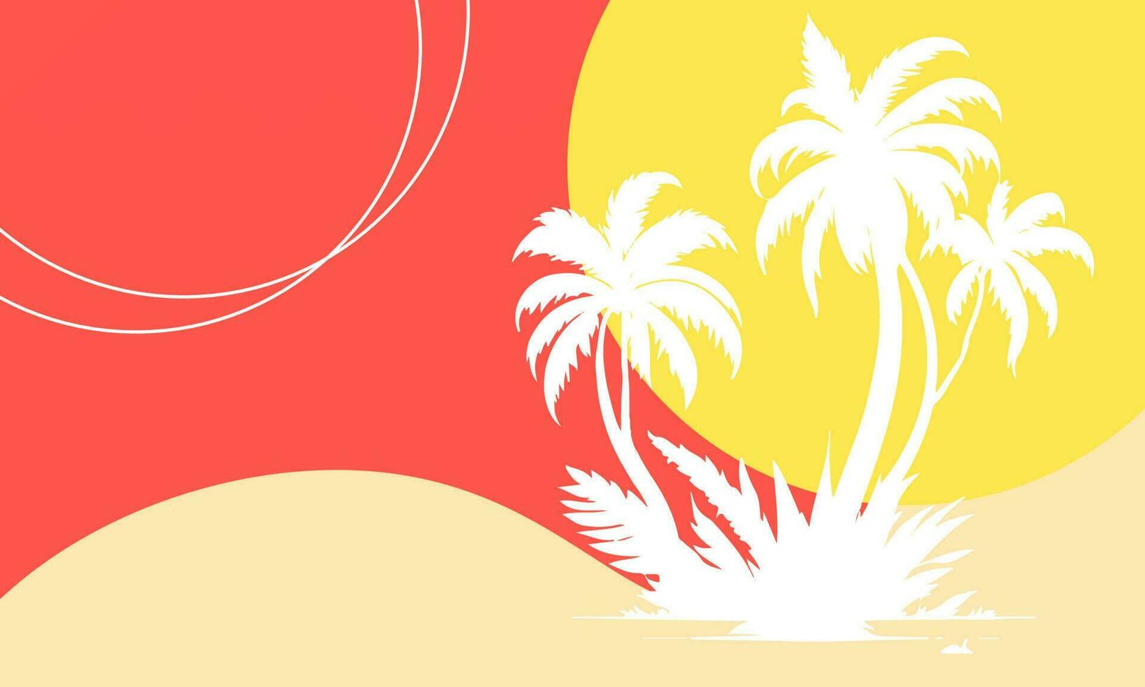 summer background with coconut tree and copy space. Vector illustration