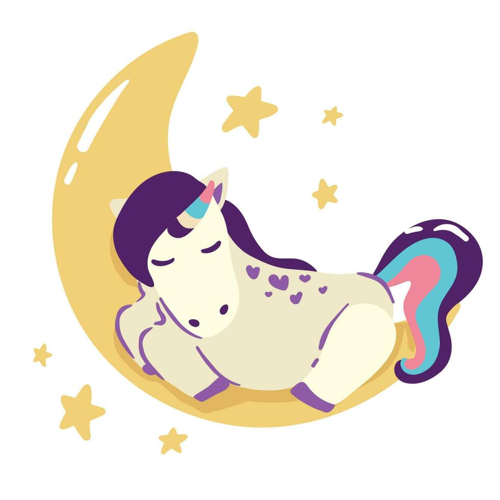 Set of Cute Cartoon Unicorns isolated on a white background. vector