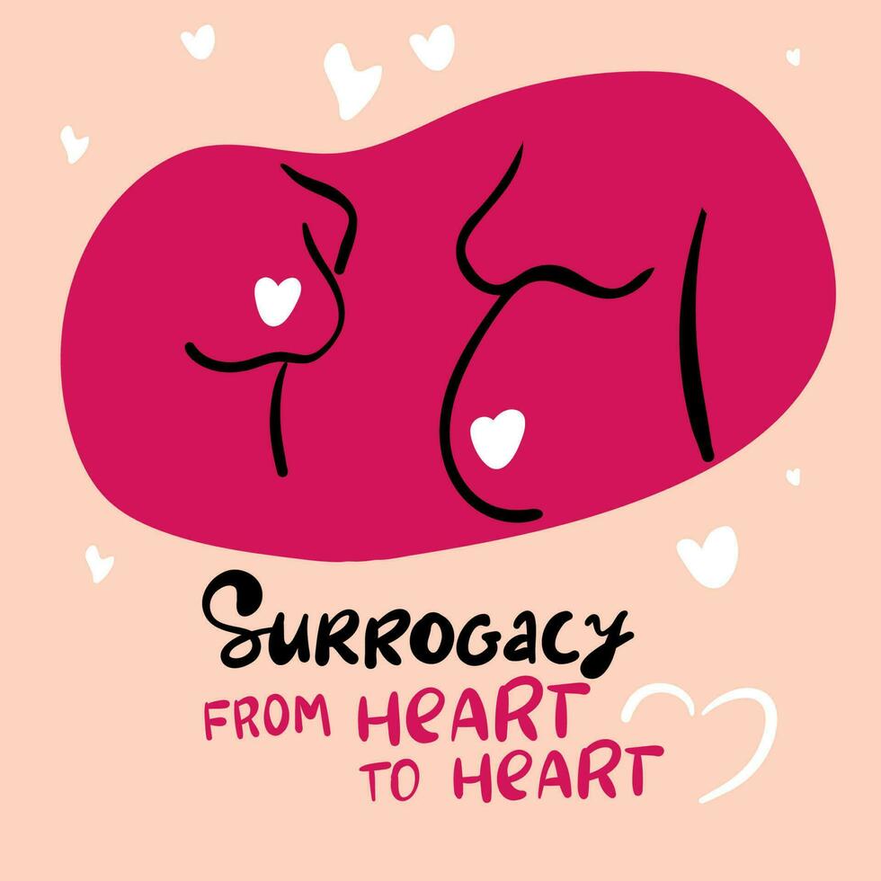 Surrogacy minimal icon. Belly of pregnant woman in profile with heart, vector