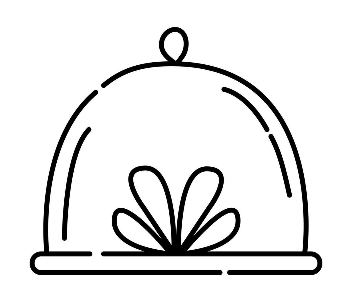 Cake stand black and white vector line icon