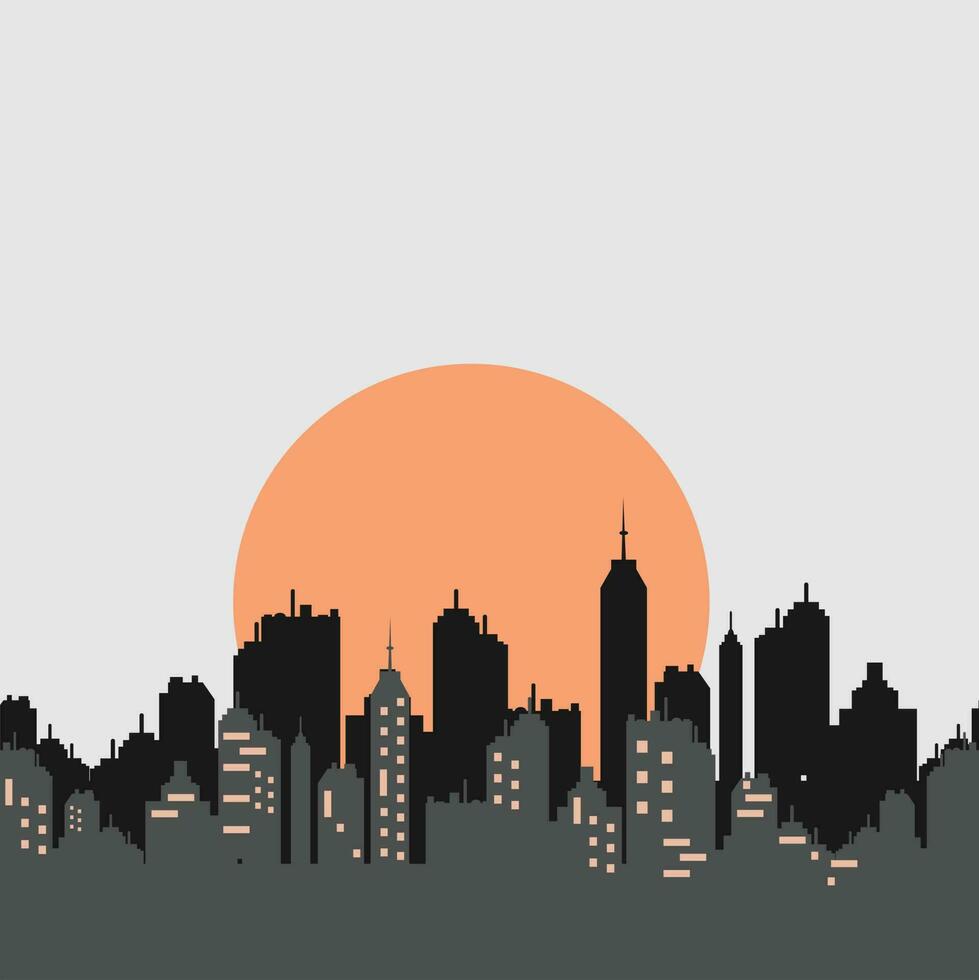 city skyline at night silhouette vector