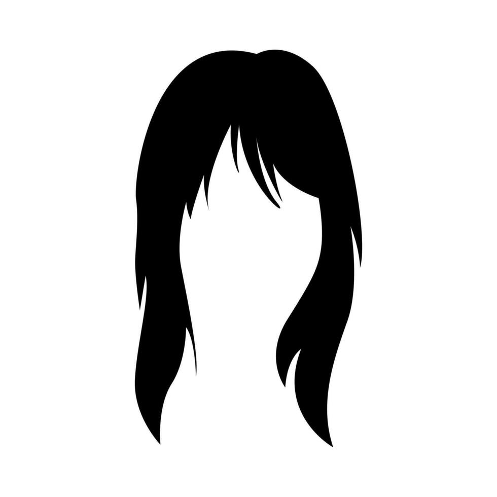 silhouette of female hairstyle. salon, beauty, wig. vector illustration