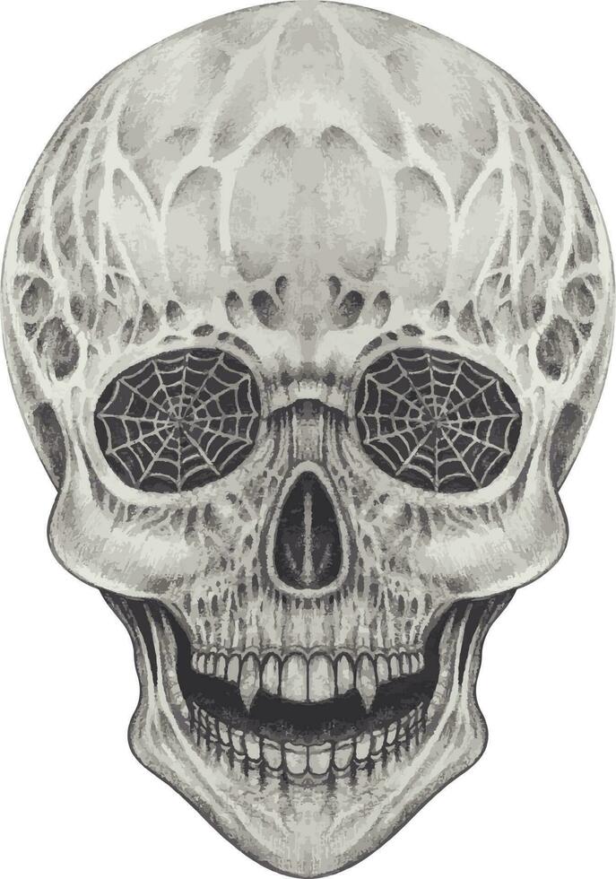 Art surreal skull. Hand drawing and make graphic vector. vector