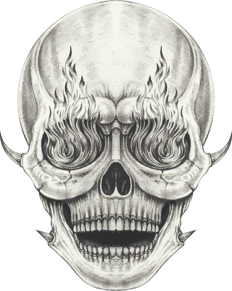 Surreal skull tattoo. Hand drawing and make graphic vector. vector