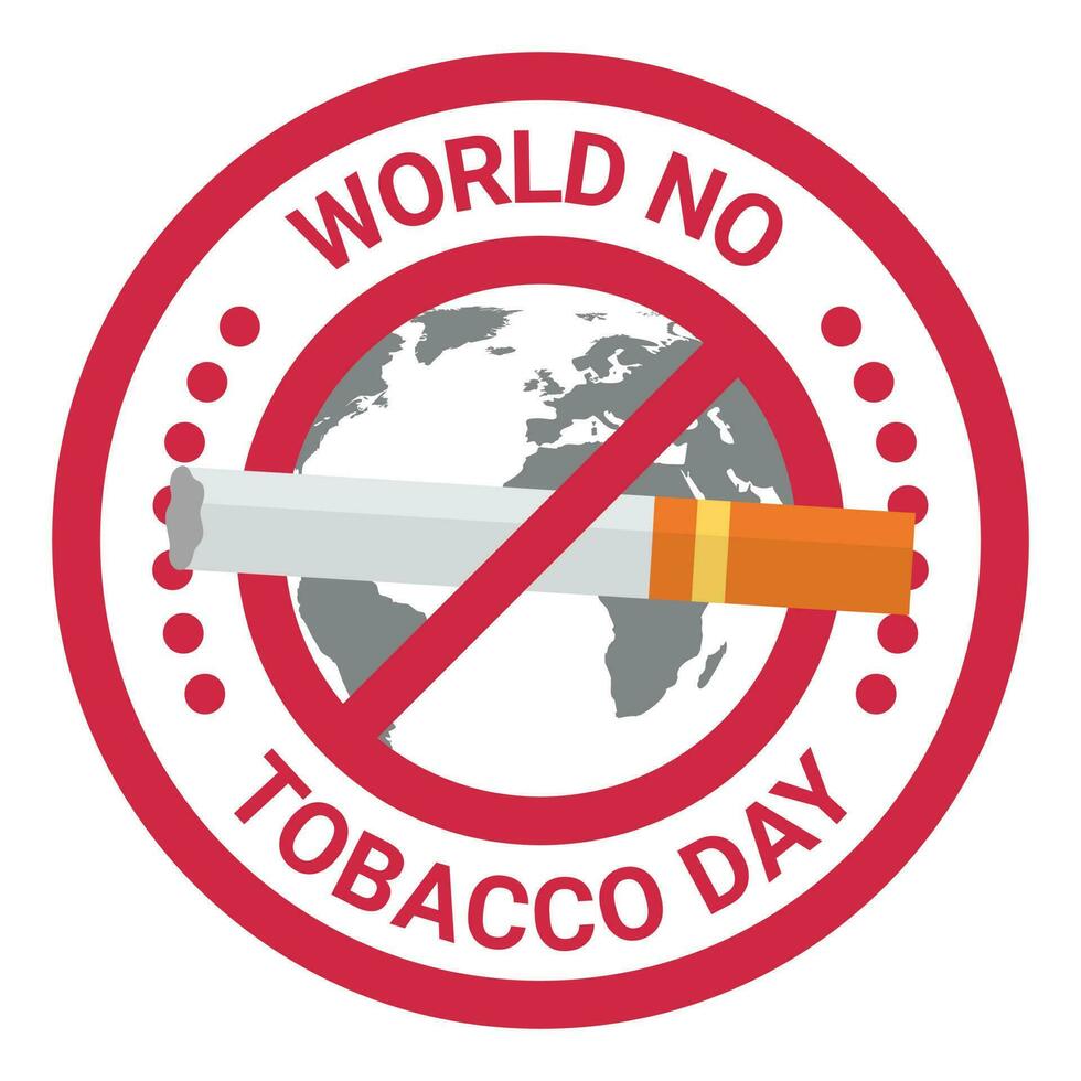 World No Tobacco Day Badge Design, Emblem, Badge, Logo, Seal, Stamp, Banner, No Smoking Vector, Cigarette Vector, Stop Smoking Awareness Day Poster, Typography Design For Tshirt vector