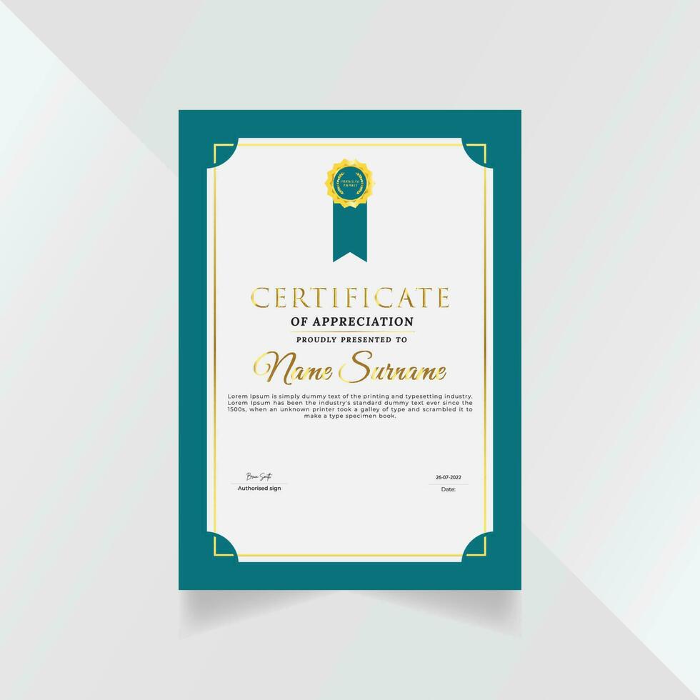 Professional and premium certificate template design vector